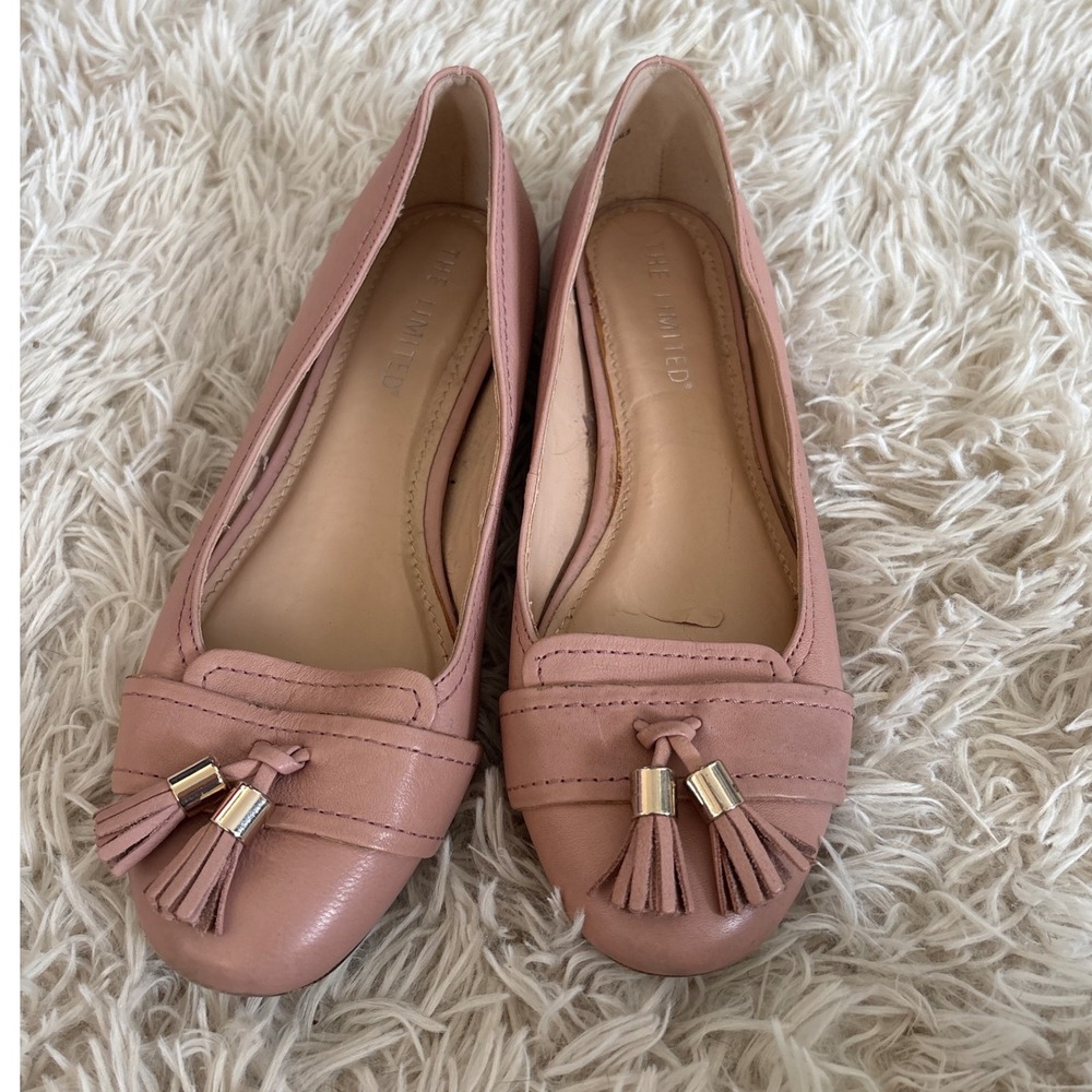 The Limited Pink Leather Tassel Loafer Flats Women Size 7.5 M